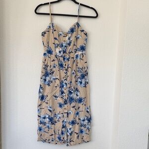 Floral Blue and Tan Dress